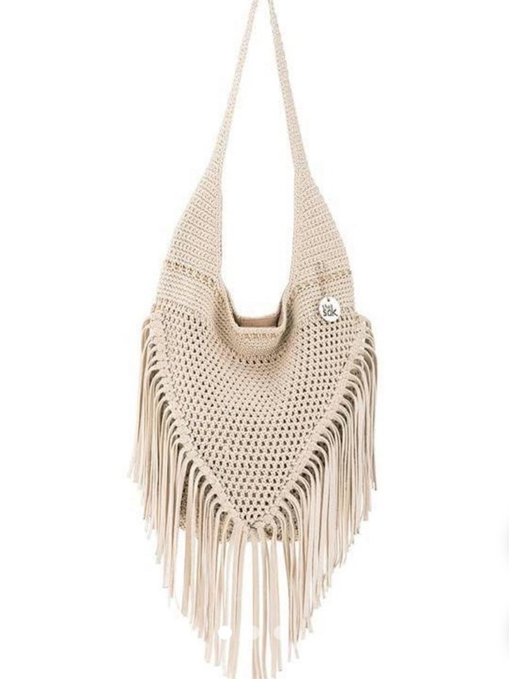The Sak Beige Crochet Fringe Shoulder Bag